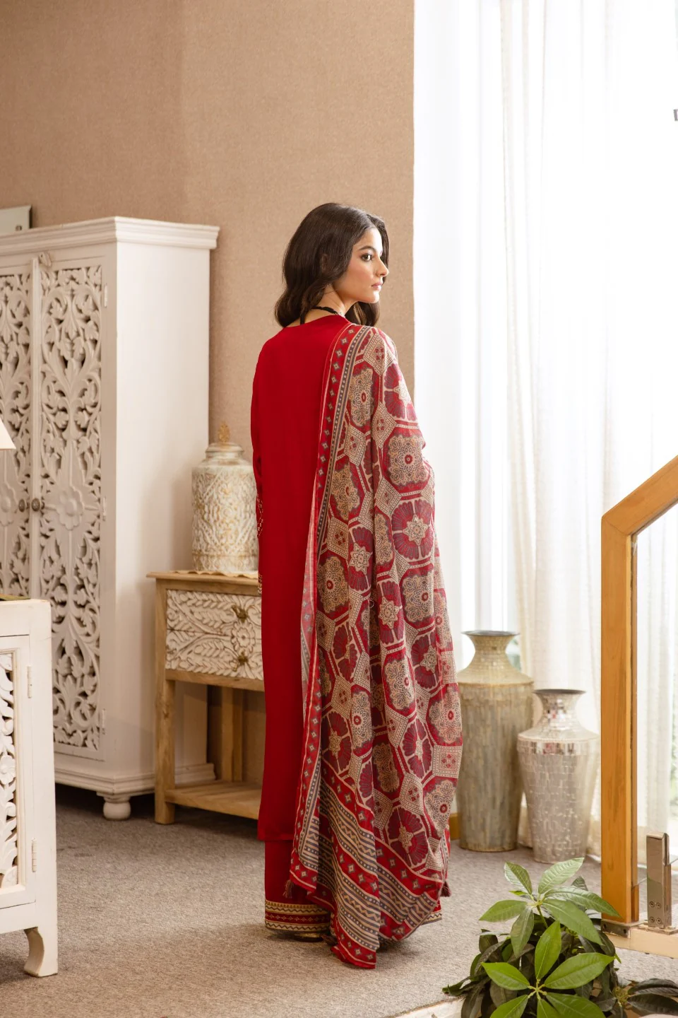 Karen Crimson Embroidery Cotton Suit set - Image 3