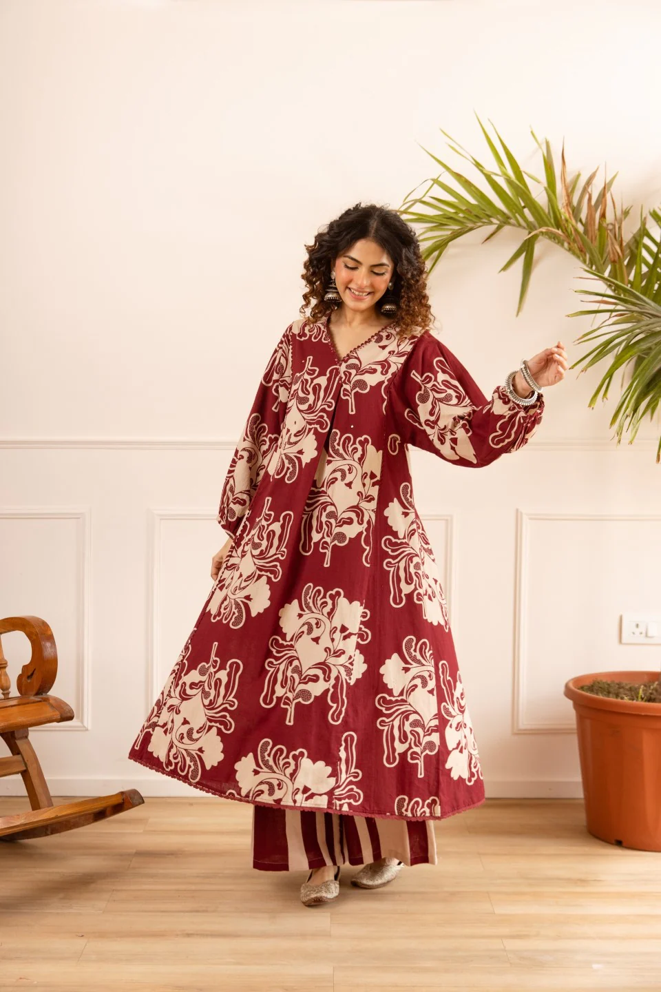 Karen sangria printed cotton co-ord set - Image 3