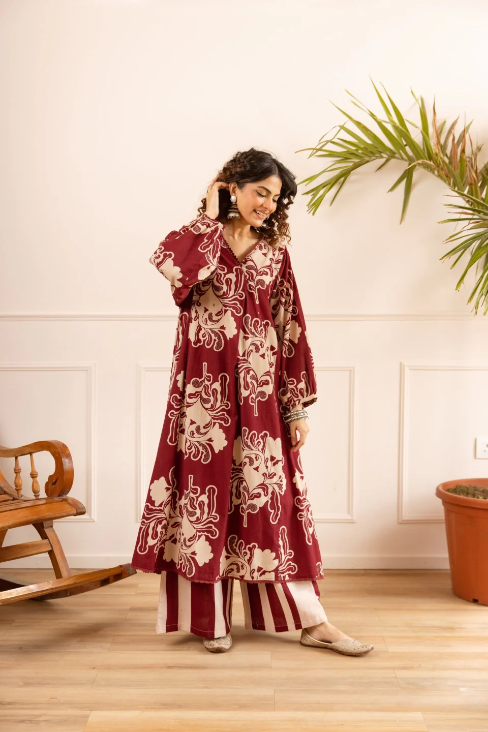 Karen sangria printed cotton co-ord set - Image 6