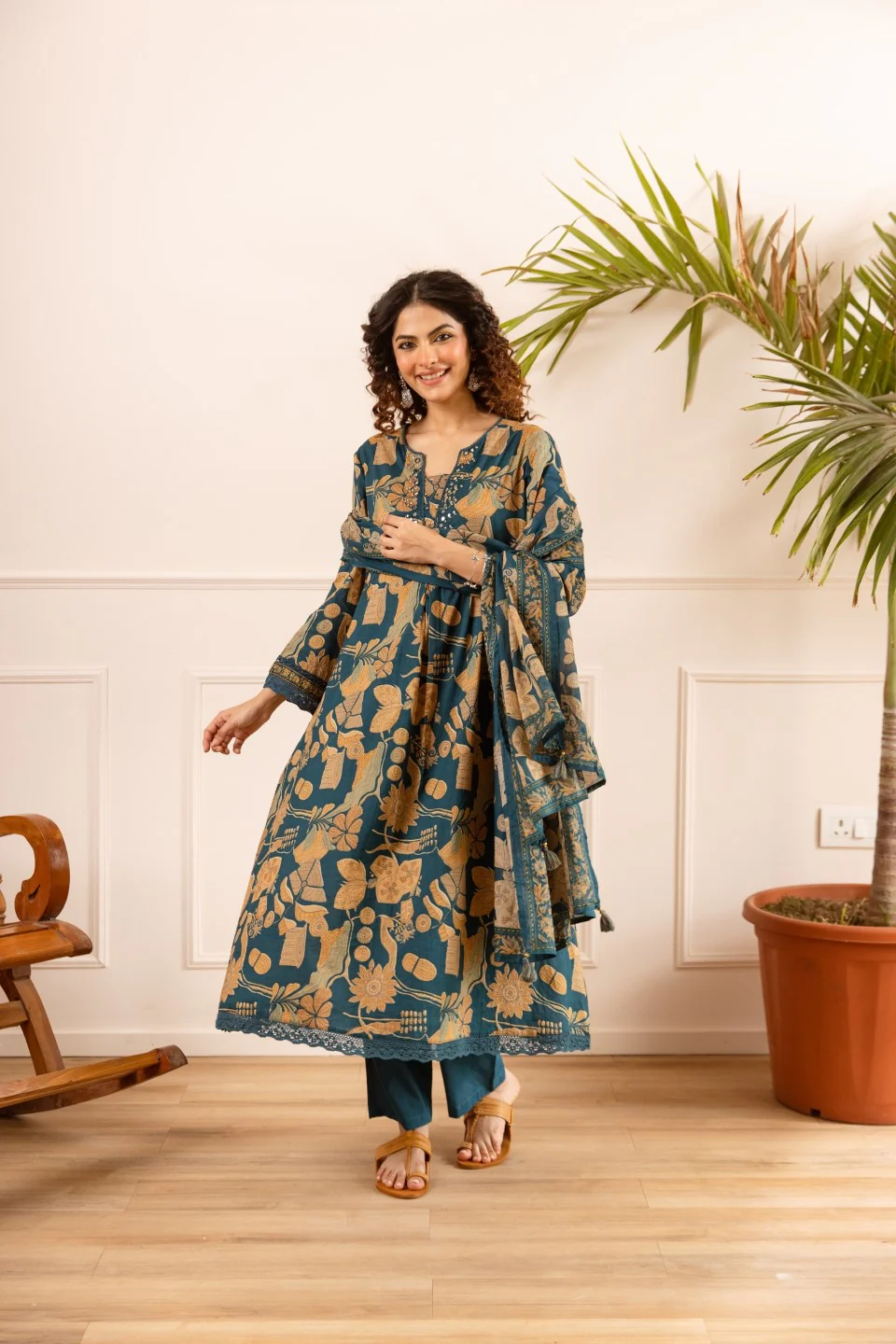 Karen sapphire cotton suit set - Image 10