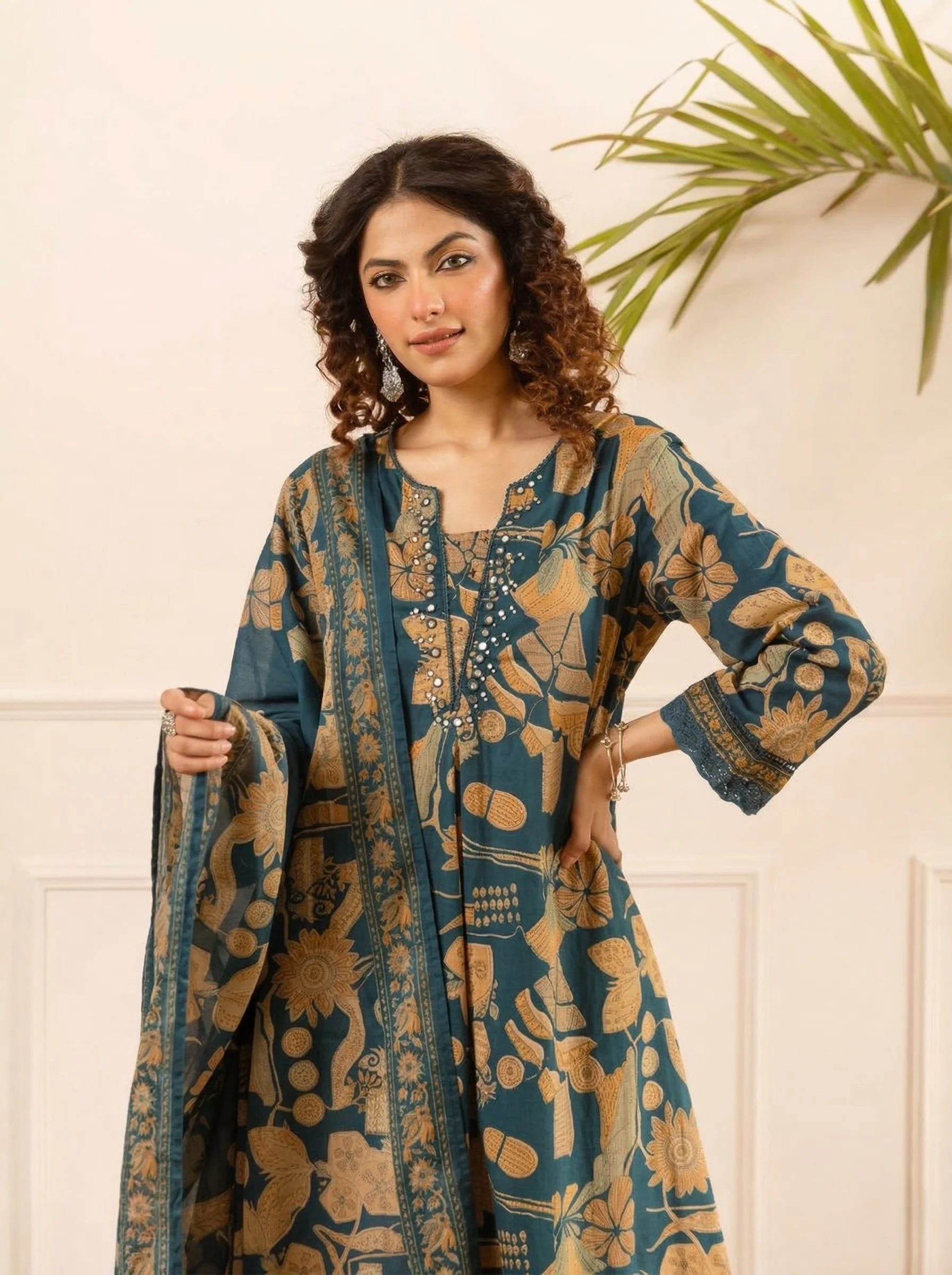 Karen sapphire cotton suit set - Image 2