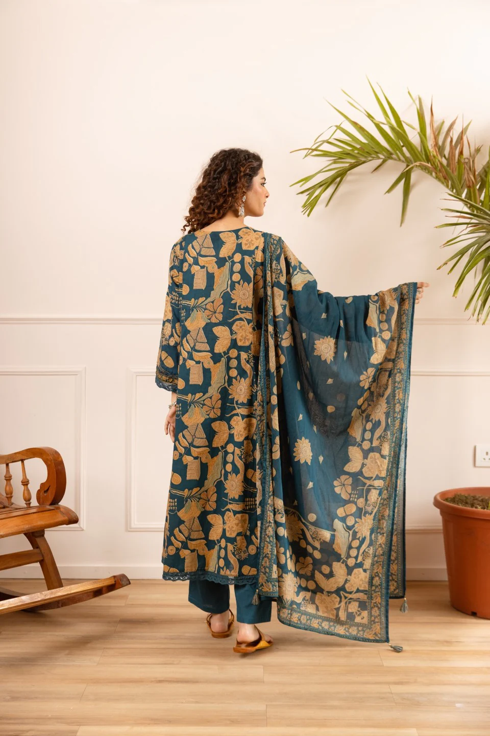 Karen sapphire cotton suit set - Image 3