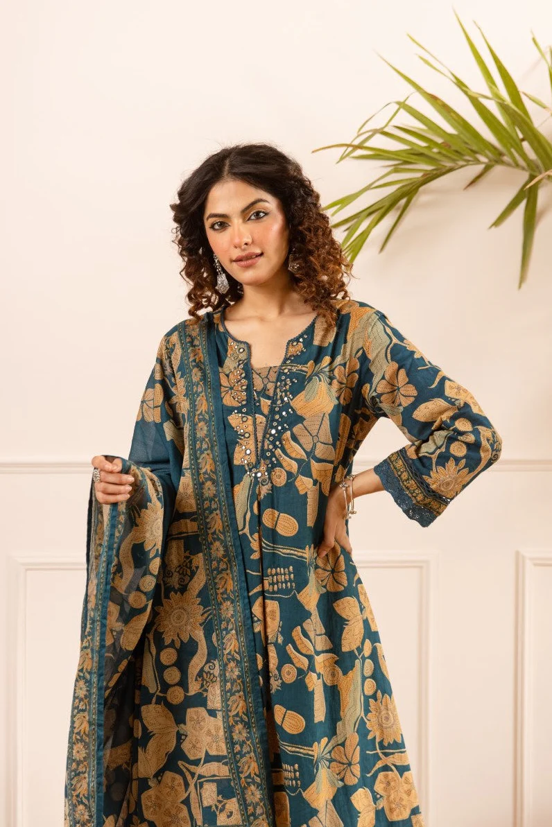 Karen sapphire cotton suit set - Image 6