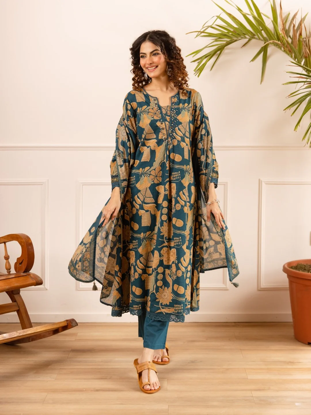 Karen sapphire cotton suit set - Image 7