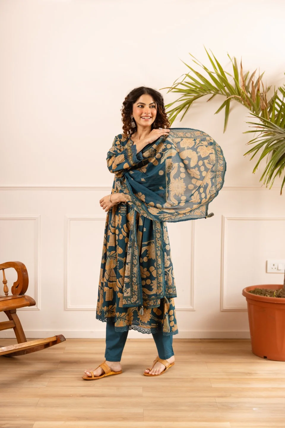 Karen sapphire cotton suit set - Image 8