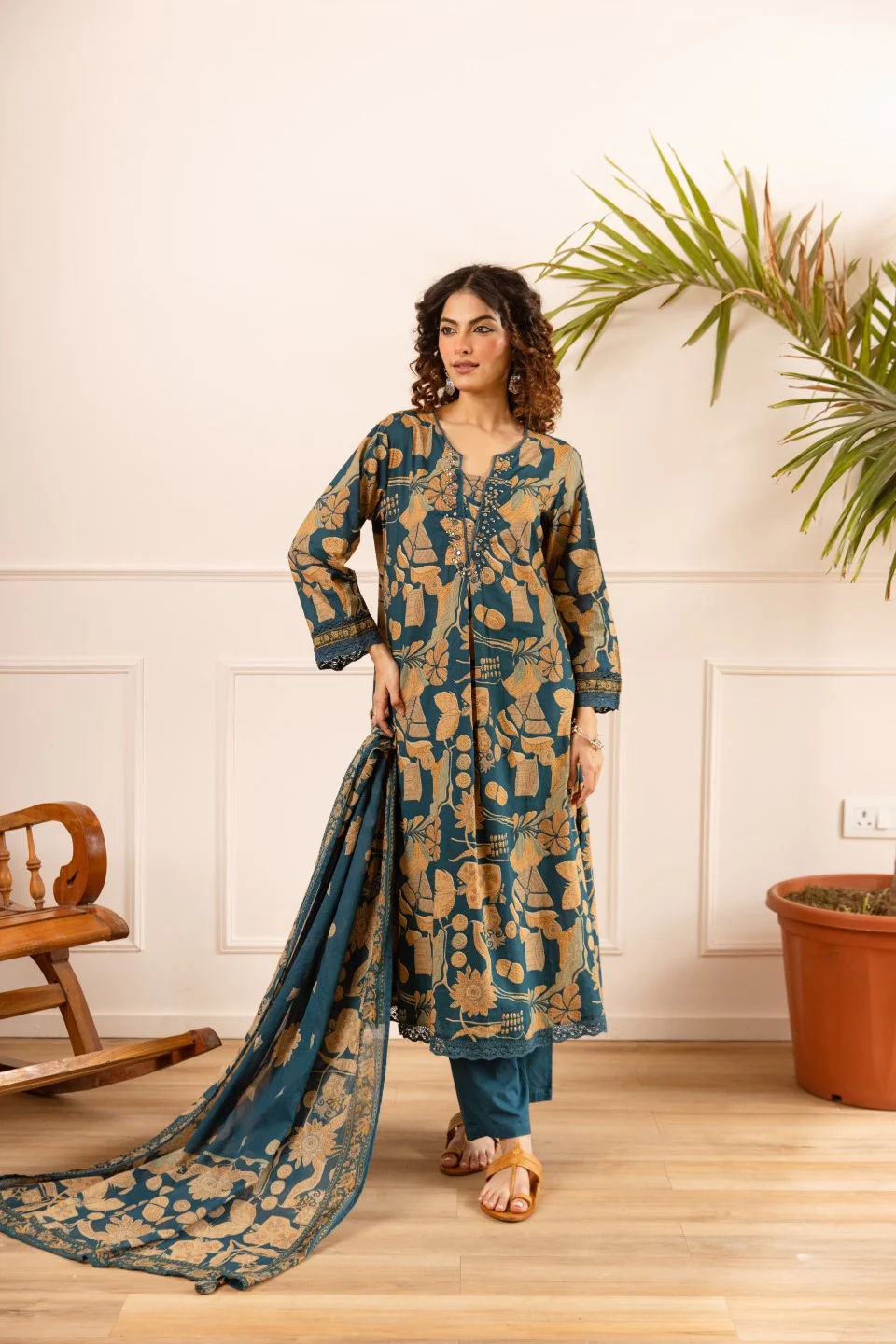 Karen sapphire cotton suit set - Image 9
