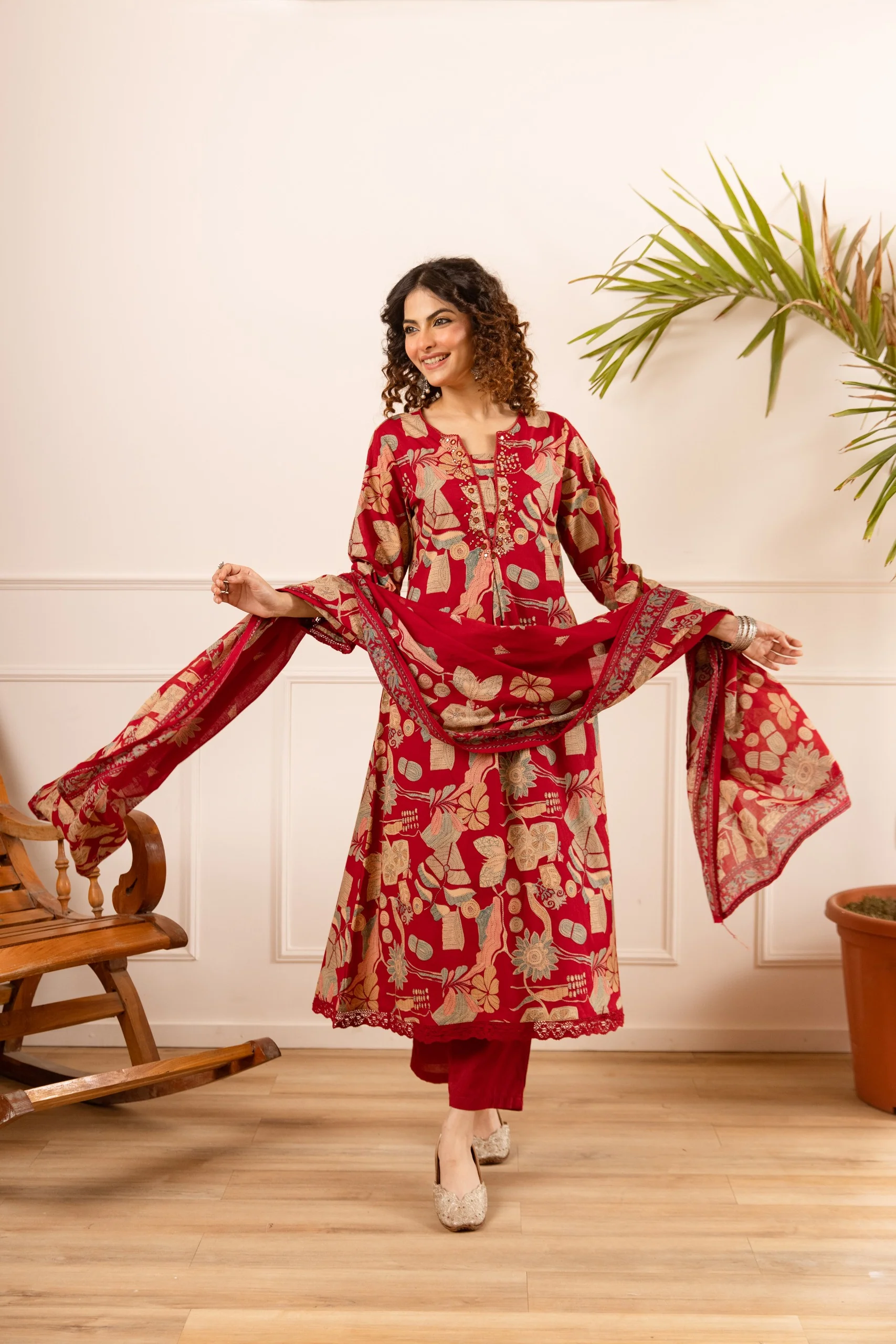 Karen Scarlet printed cotton suit set - Image 3