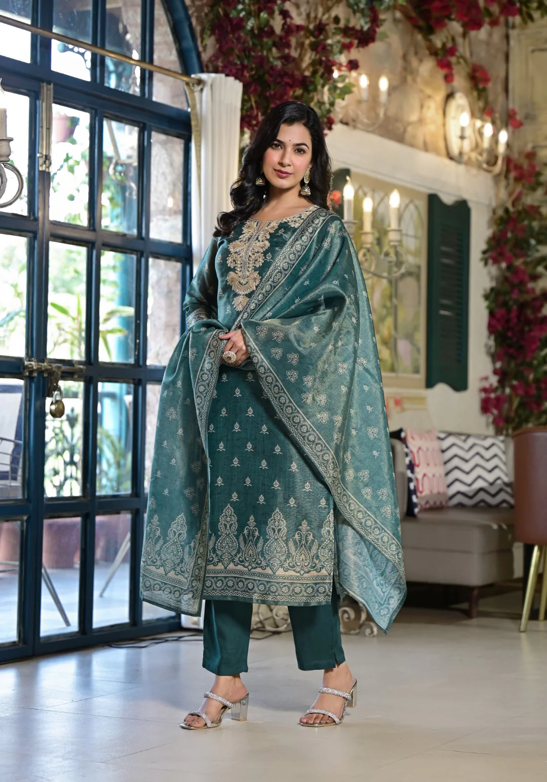 Nabha Pine Printed Work Suit Set - Image 3