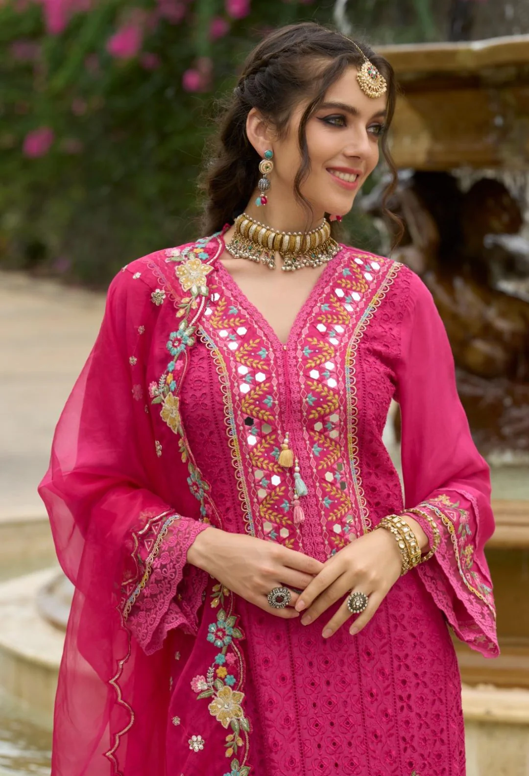 Chandrani Rose Schiffli Full Work Suit Set - Image 2