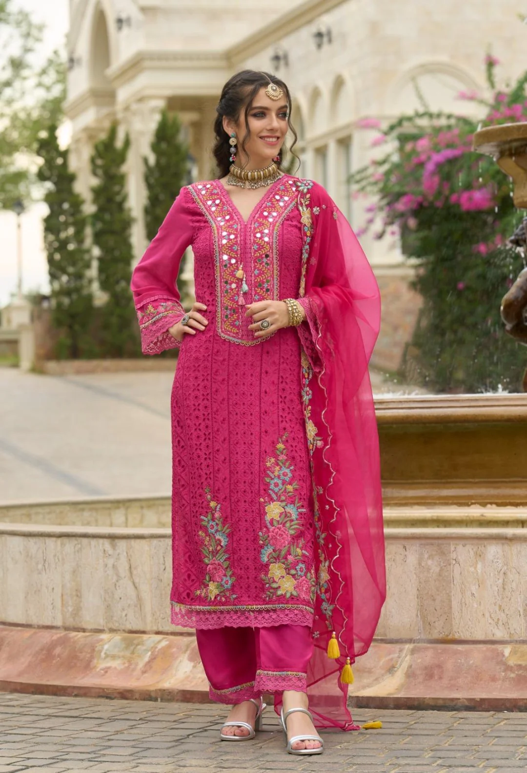 Chandrani Rose Schiffli Full Work Suit Set - Image 3