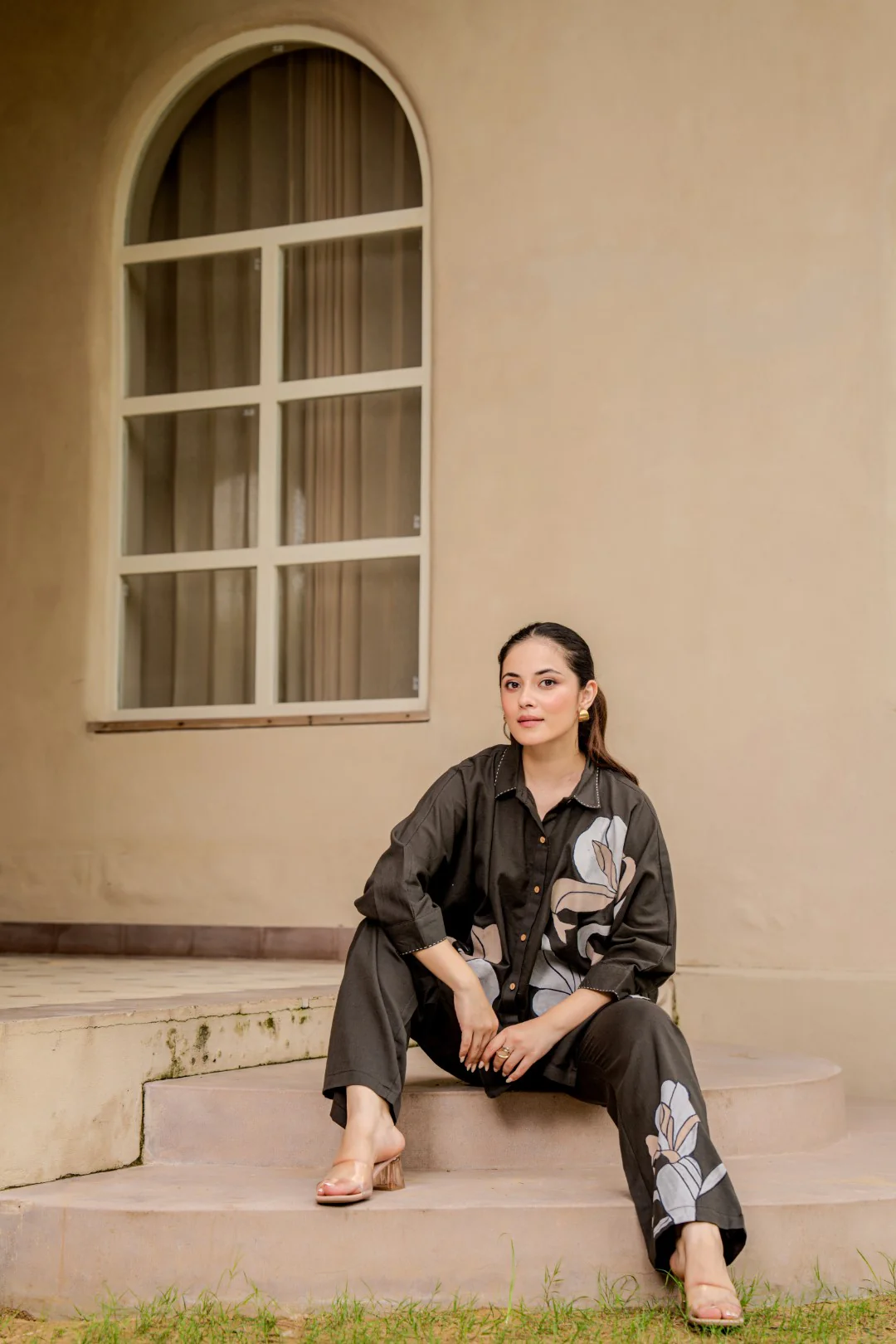 Tatva Mocha Embroidery Cotton Co-ord Set - Image 7