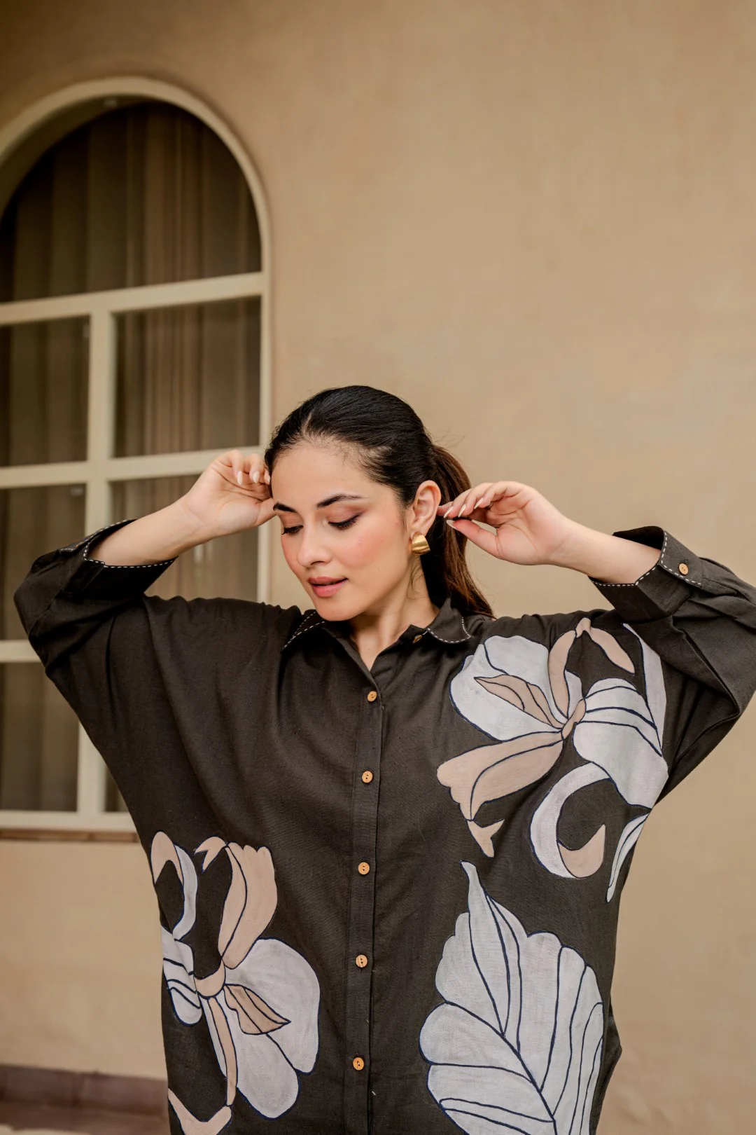 Tatva Mocha Embroidery Cotton Co-ord Set - Image 8