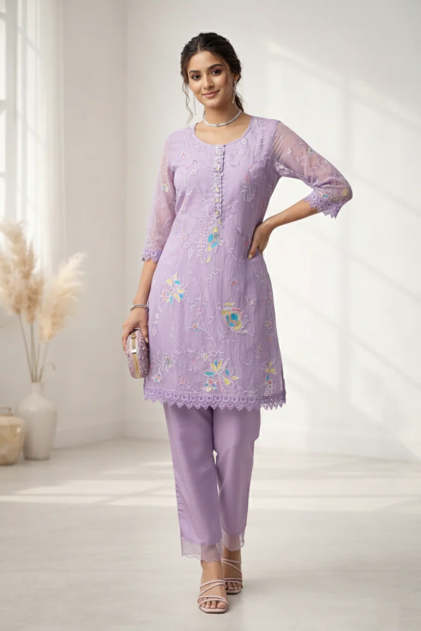 Anumeha lavender work co-ord set - Image 2