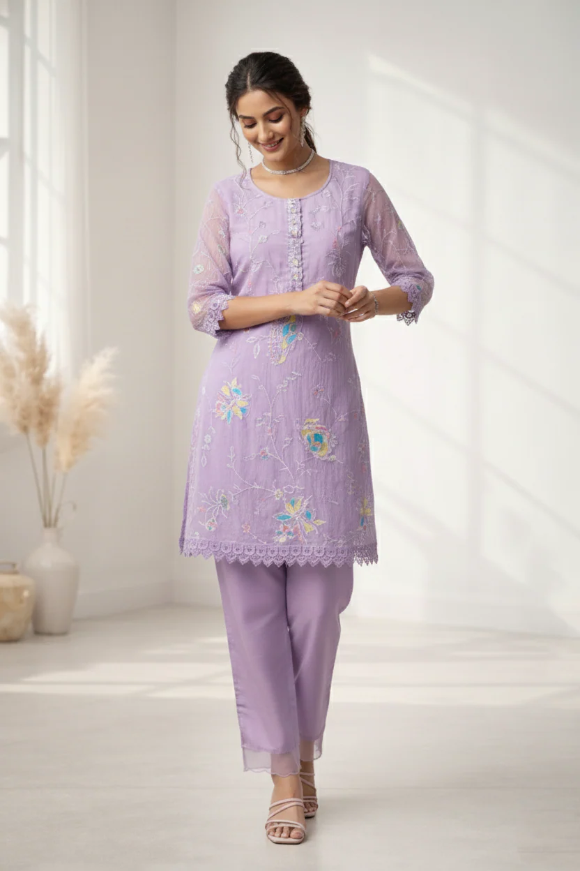 Anumeha lavender work co-ord set - Image 3