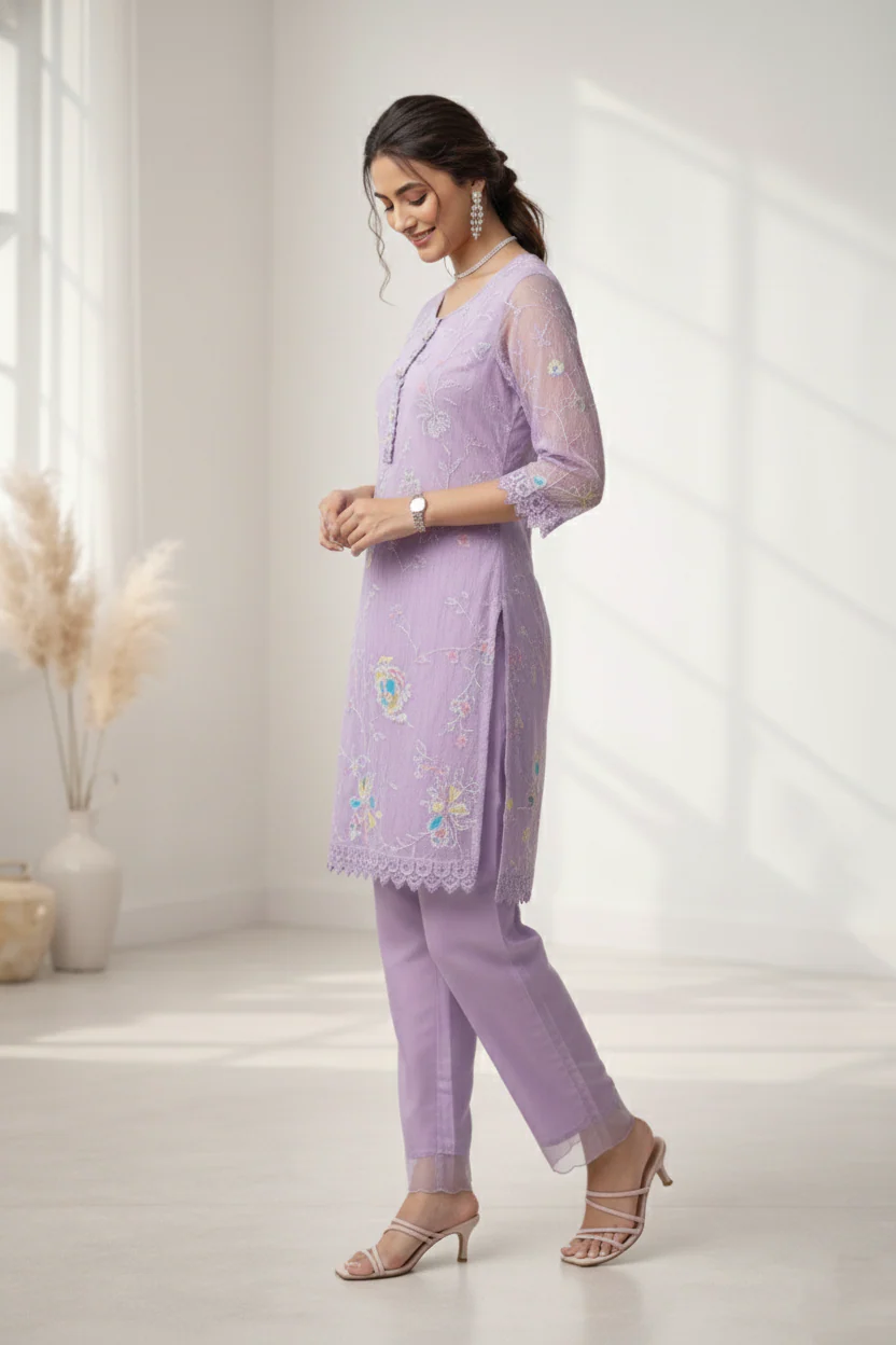 Anumeha lavender work co-ord set - Image 4
