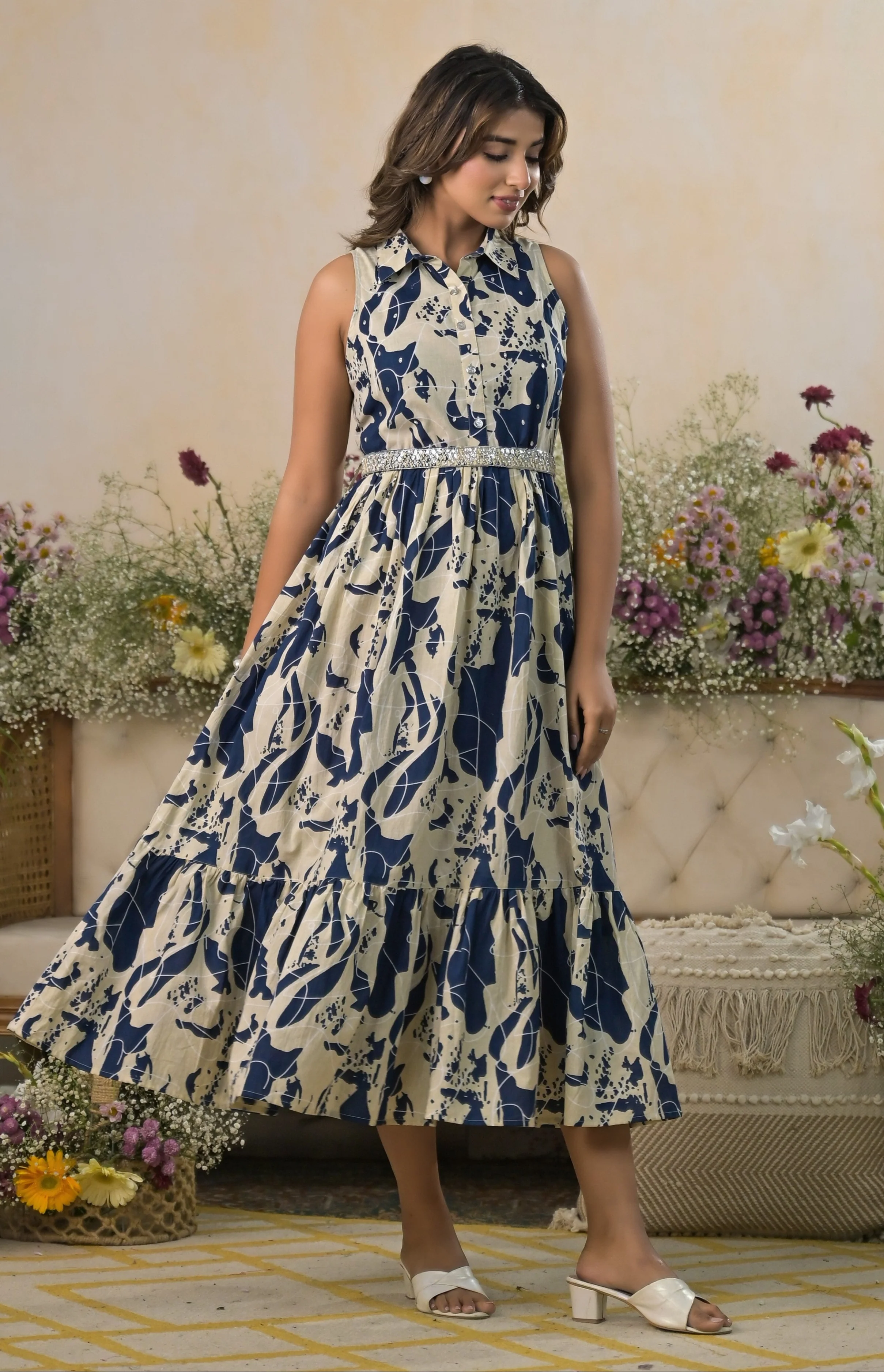 Trinity indi printed handwork cotton dress - Image 3