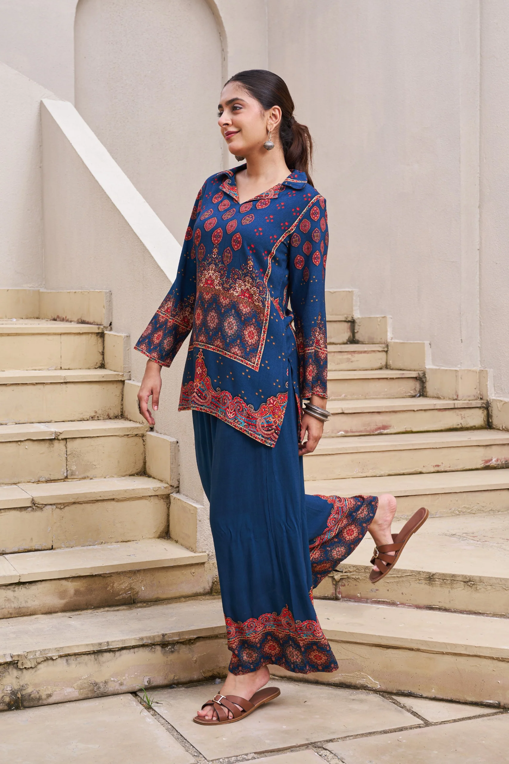 Kabool Nileblue Printed Co-ord set - Image 4