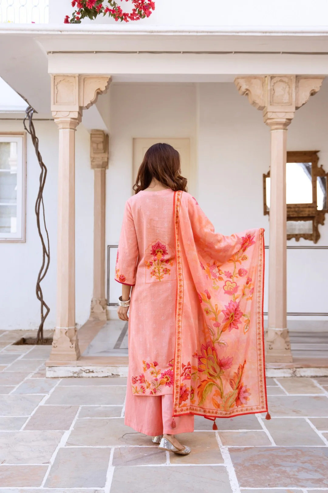 Kamli Salmon Cotton Suit Set - Image 3