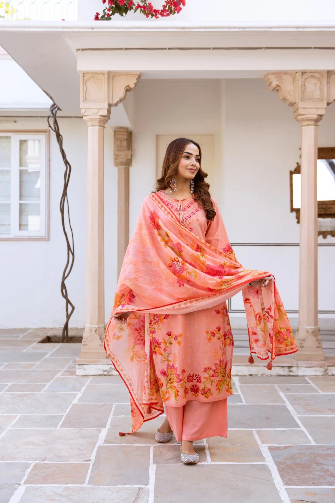 Kamli Salmon Cotton Suit Set - Image 4