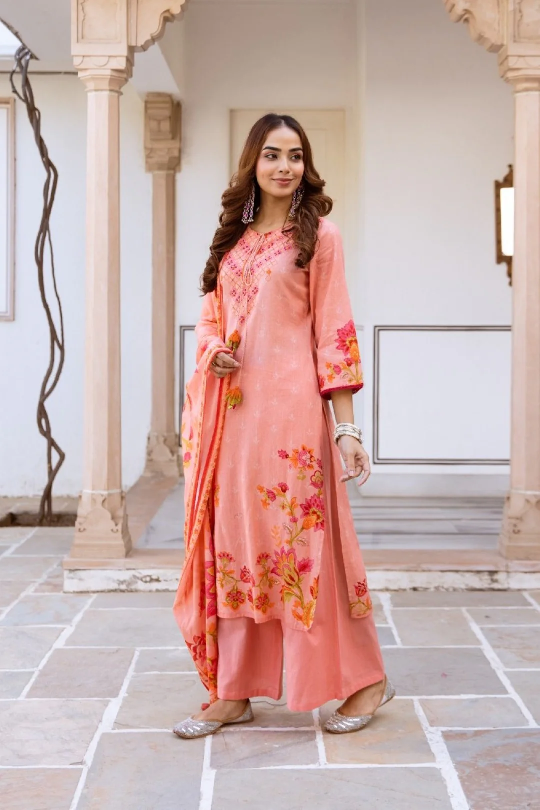 Kamli Salmon Cotton Suit Set - Image 6