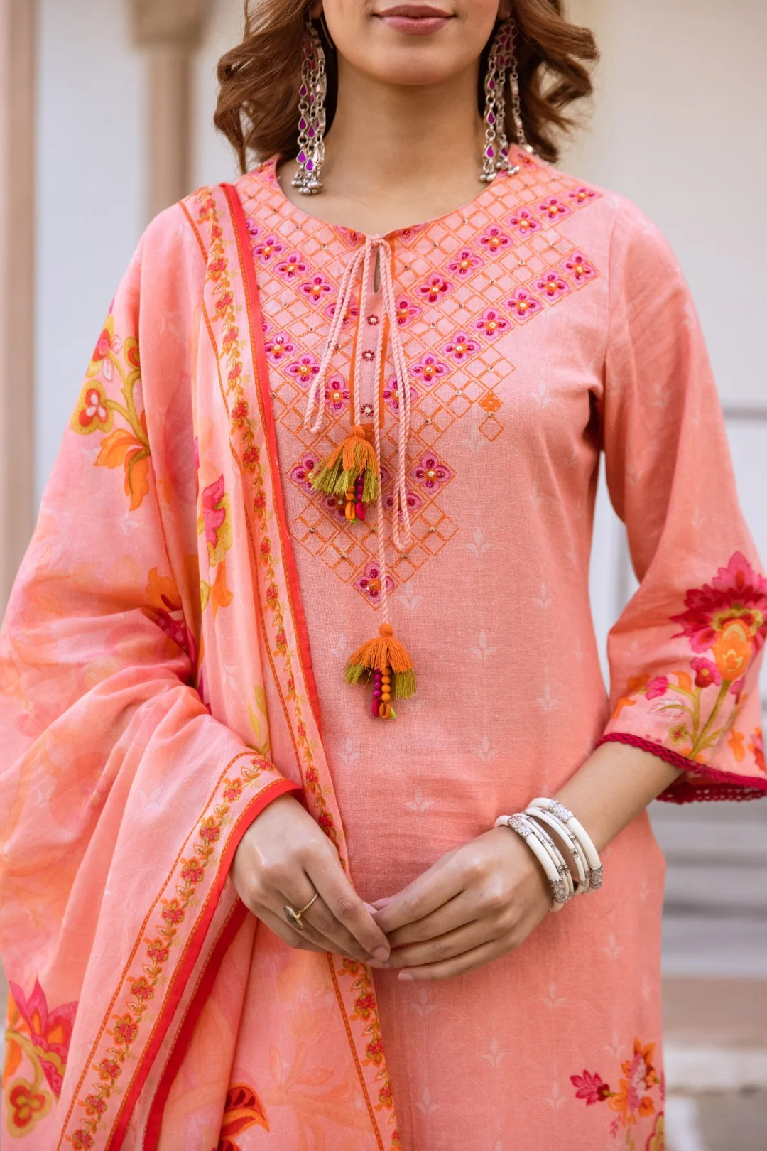 Kamli Salmon Cotton Suit Set - Image 7