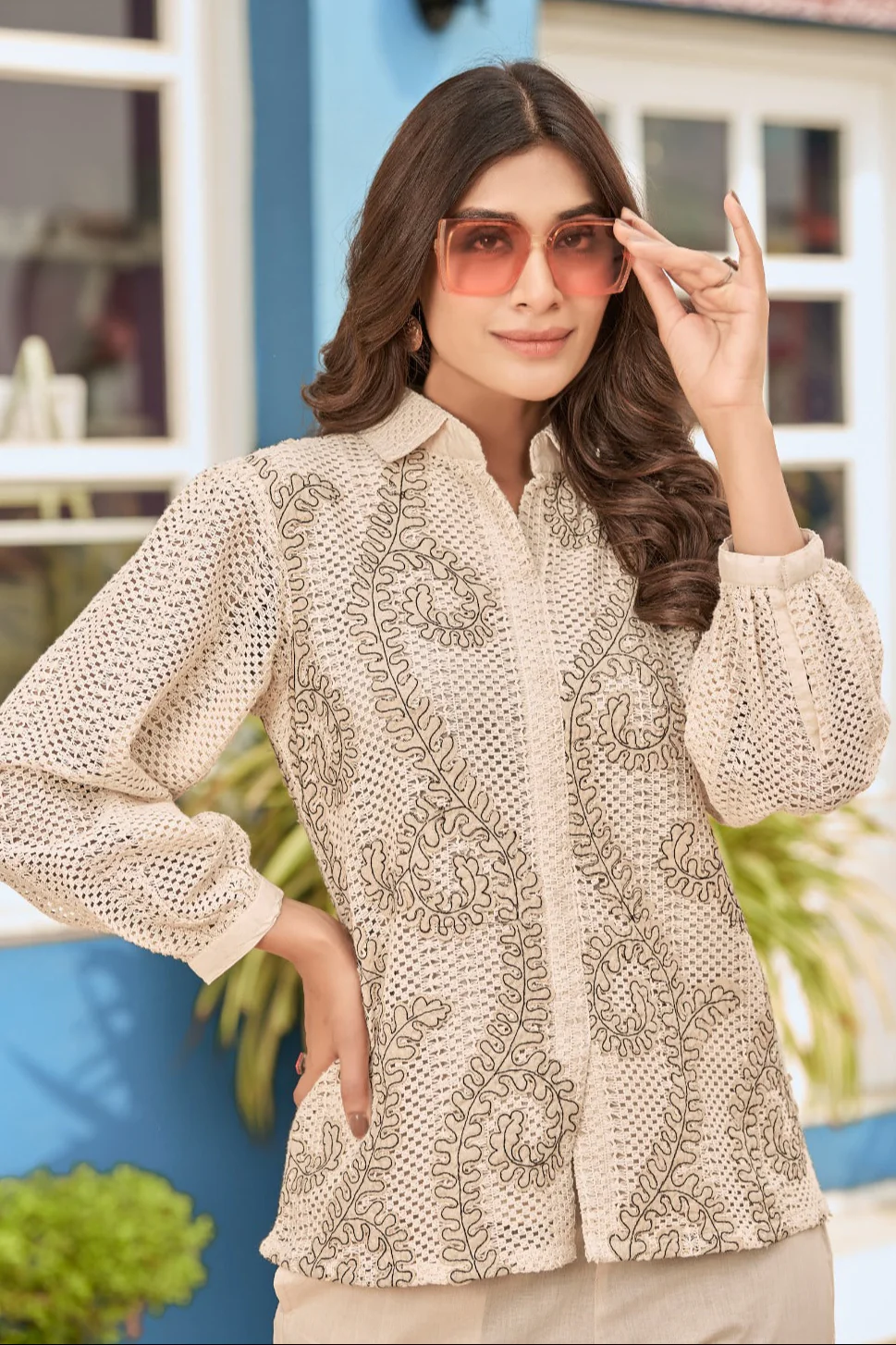 Iyana Tan embroidery cotton co-ord set - Image 2