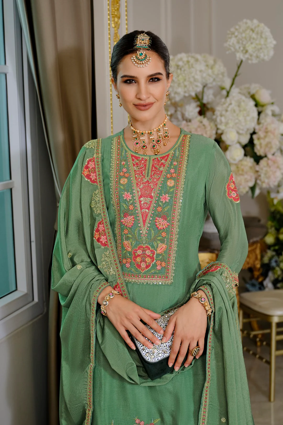 Suryamookhi Fern Embroidery Gharara Suit Set - Image 2