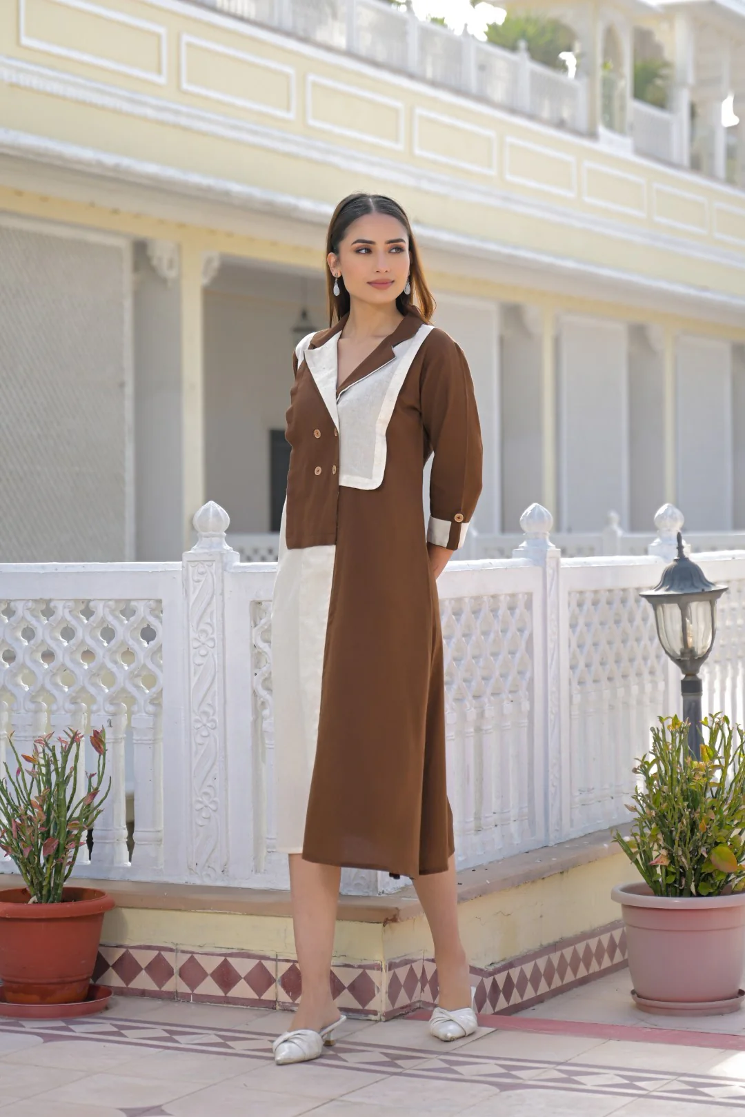 Tatva Coffee Cotton Dress - Image 6