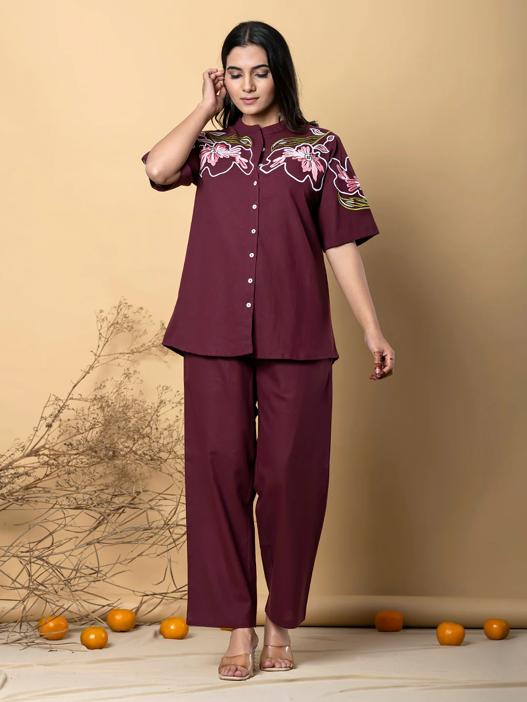 Tripti Mulberry Embroidery Cotton Co-ord Set - Image 4