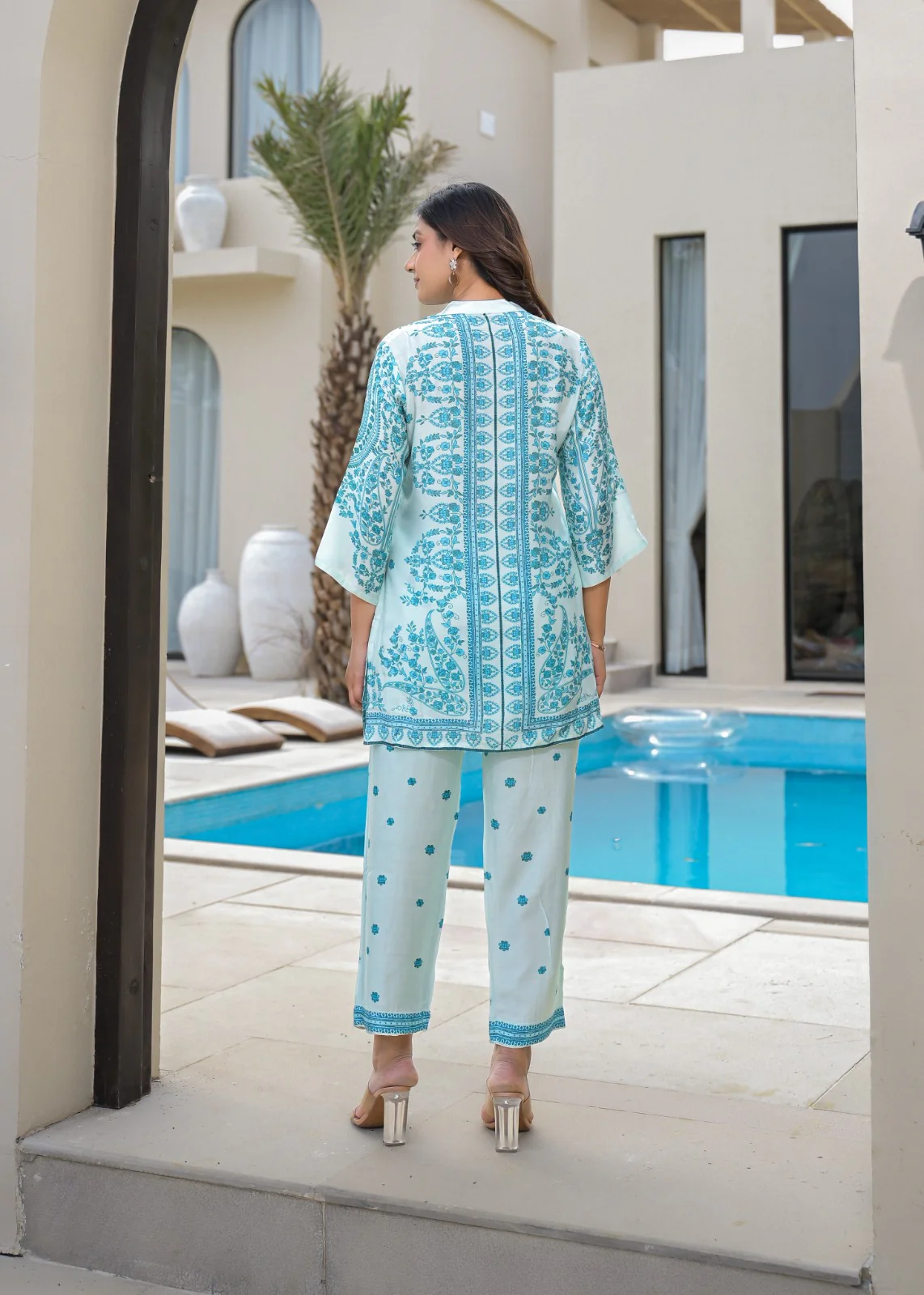 RAAGVI AZURE PRINTED Muslin CO-ORD SET - Image 3