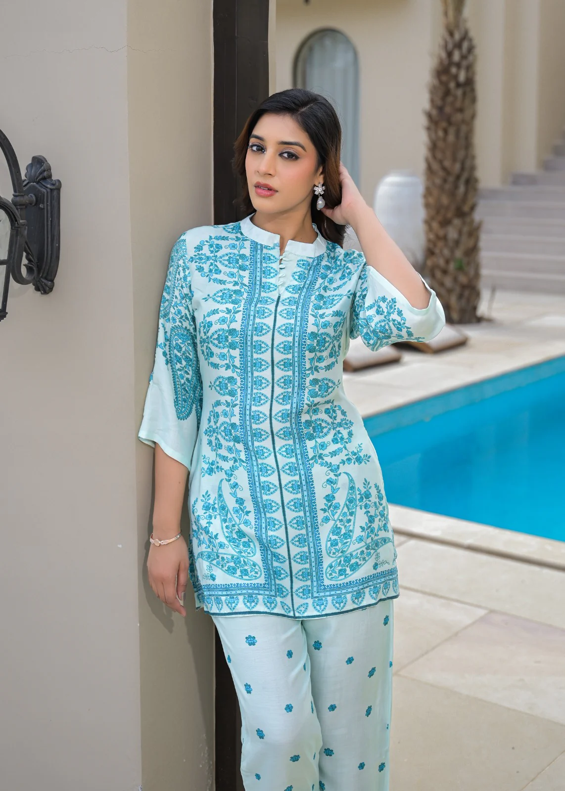 RAAGVI AZURE PRINTED Muslin CO-ORD SET - Image 6