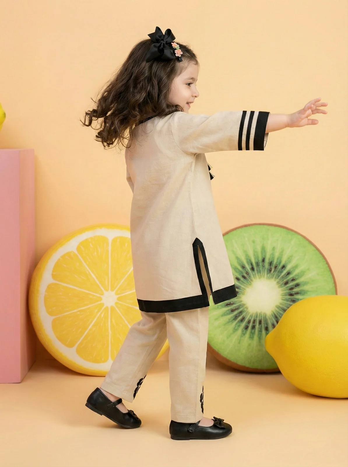 Joy tan cotton kids kurta pant set - Image 5