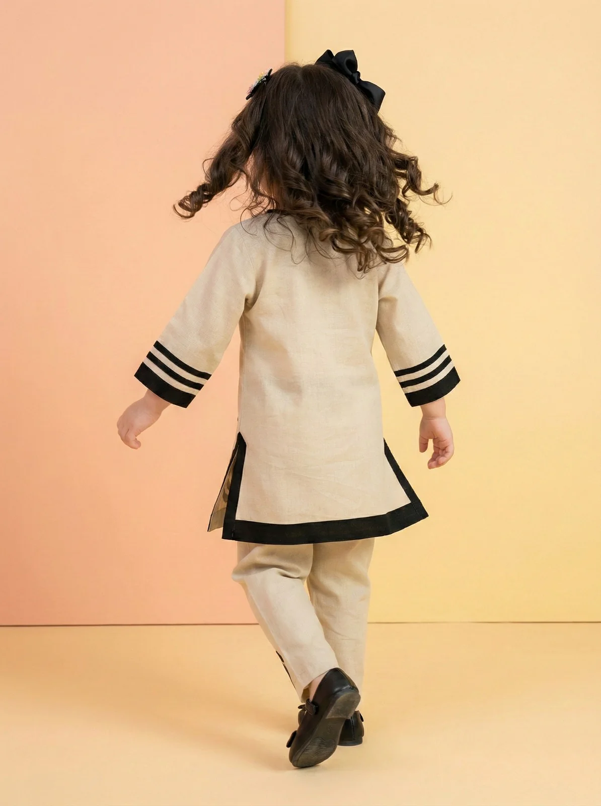 Joy tan cotton kids kurta pant set - Image 6