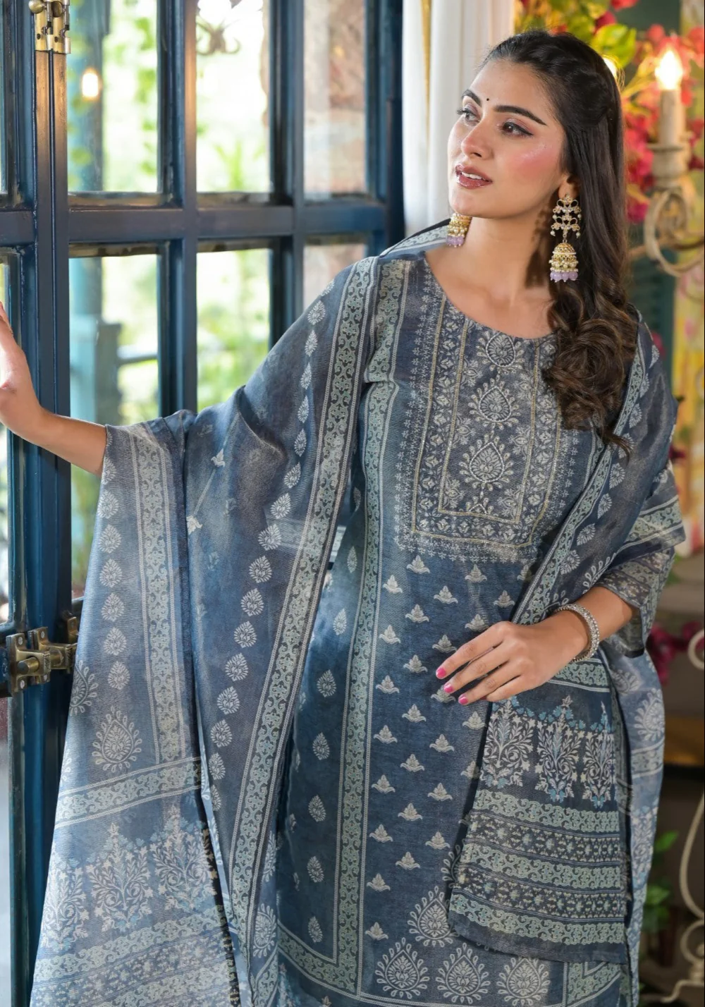 Nabha Bluewood Printed Work Suit Set - Image 2