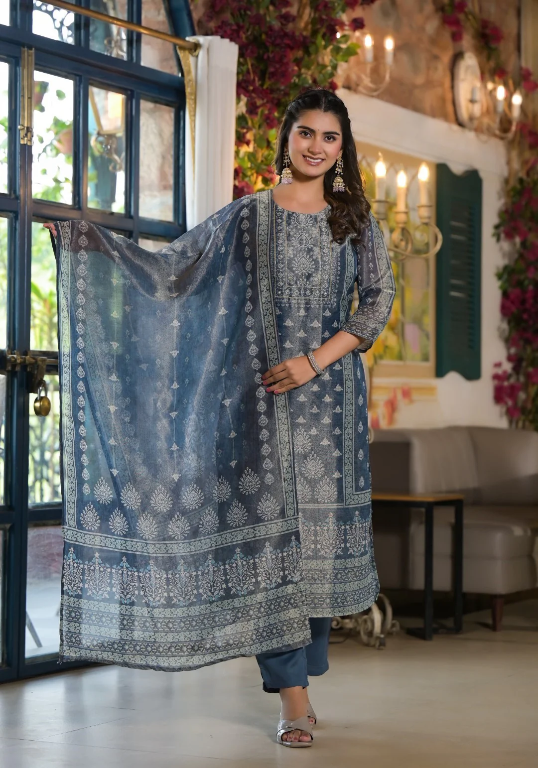 Nabha Bluewood Printed Work Suit Set - Image 4