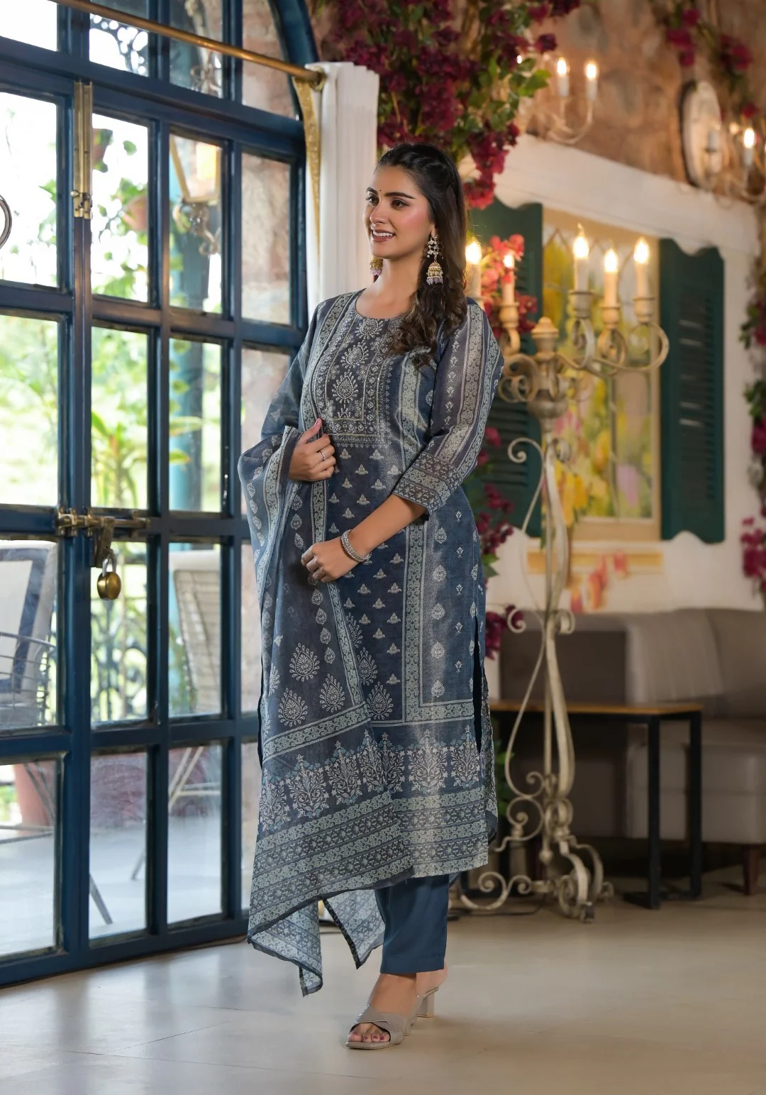 Nabha Bluewood Printed Work Suit Set - Image 5