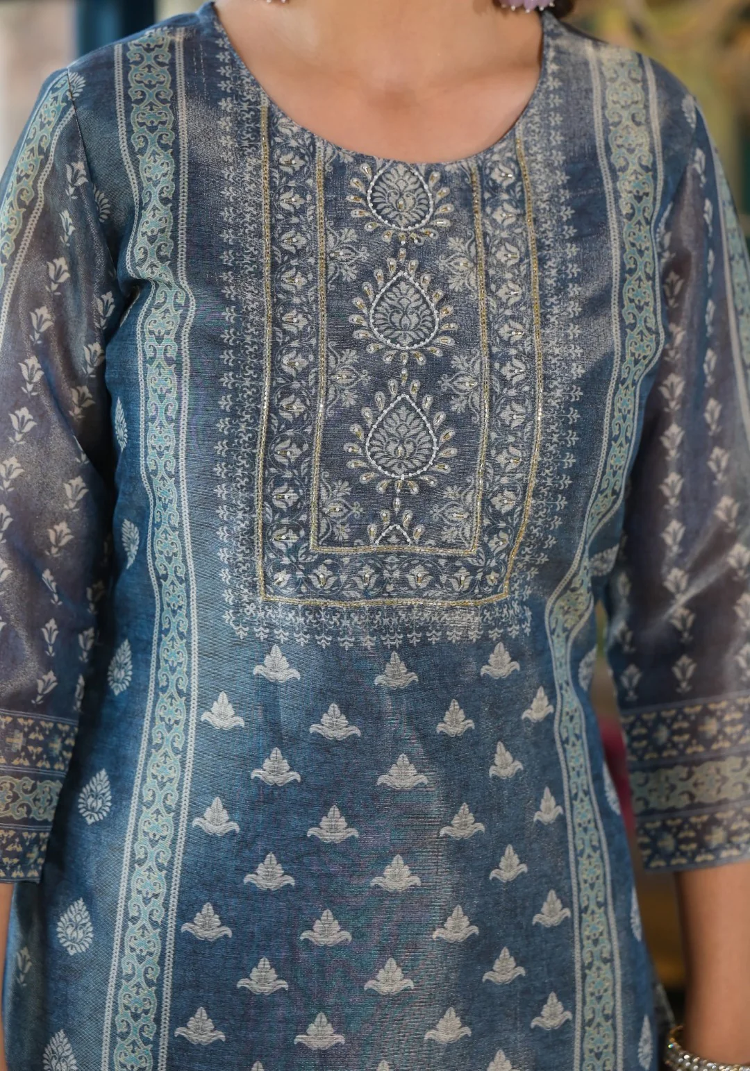 Nabha Bluewood Printed Work Suit Set - Image 6
