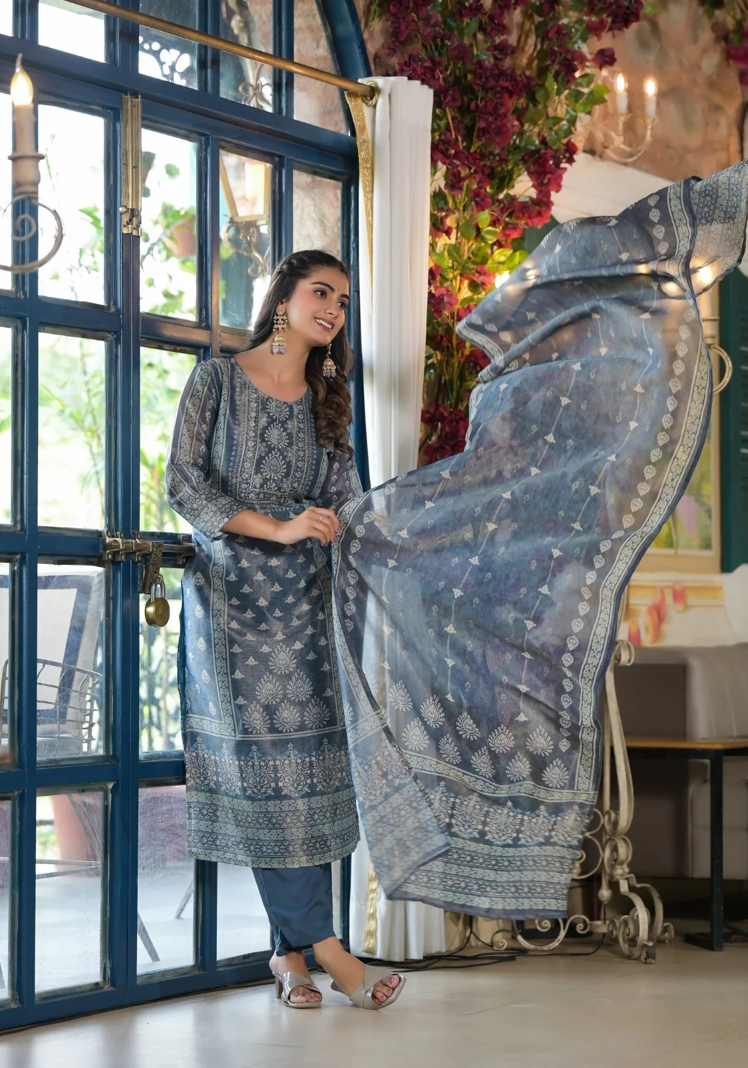 Nabha Bluewood Printed Work Suit Set - Image 7