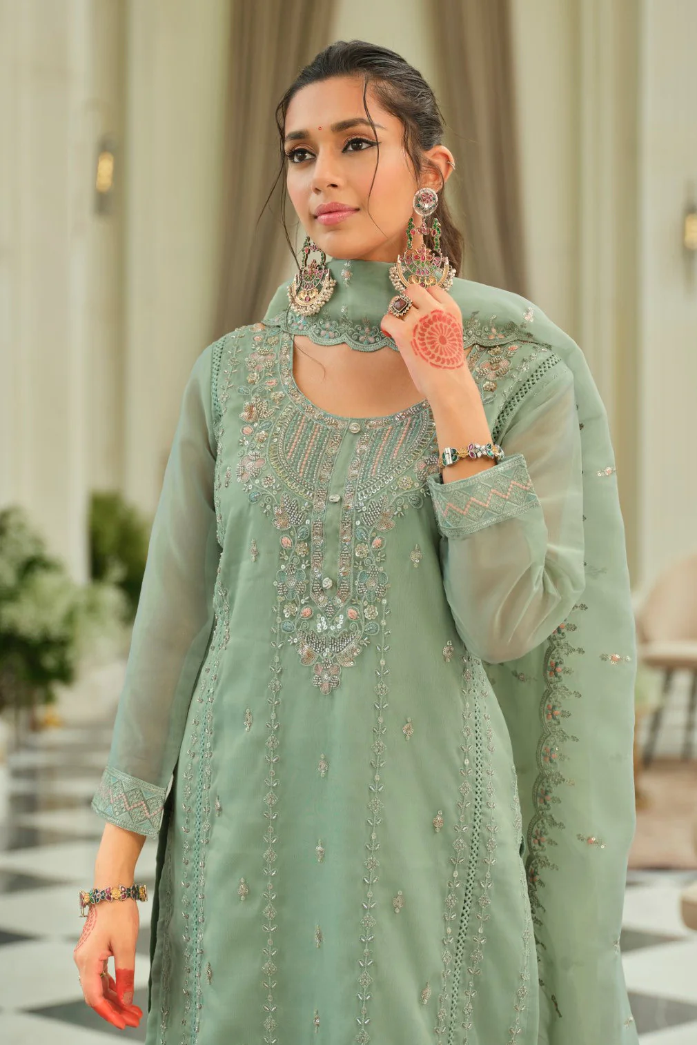 Adab minty full work suit set - Image 2