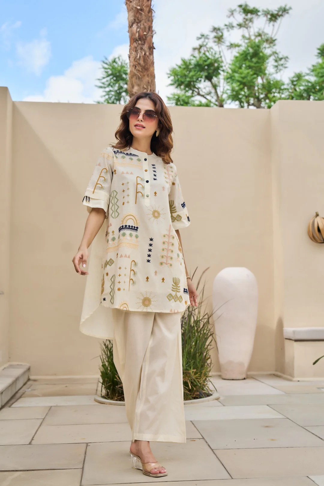 Tatva Alabaster Embroidery Cotton Co-ord Set - Image 10