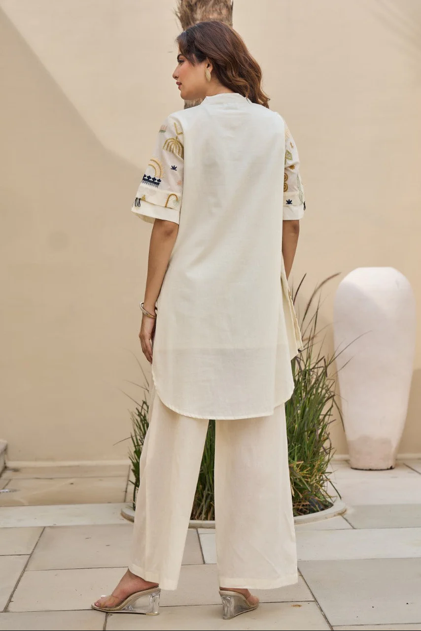 Tatva Alabaster Embroidery Cotton Co-ord Set - Image 3