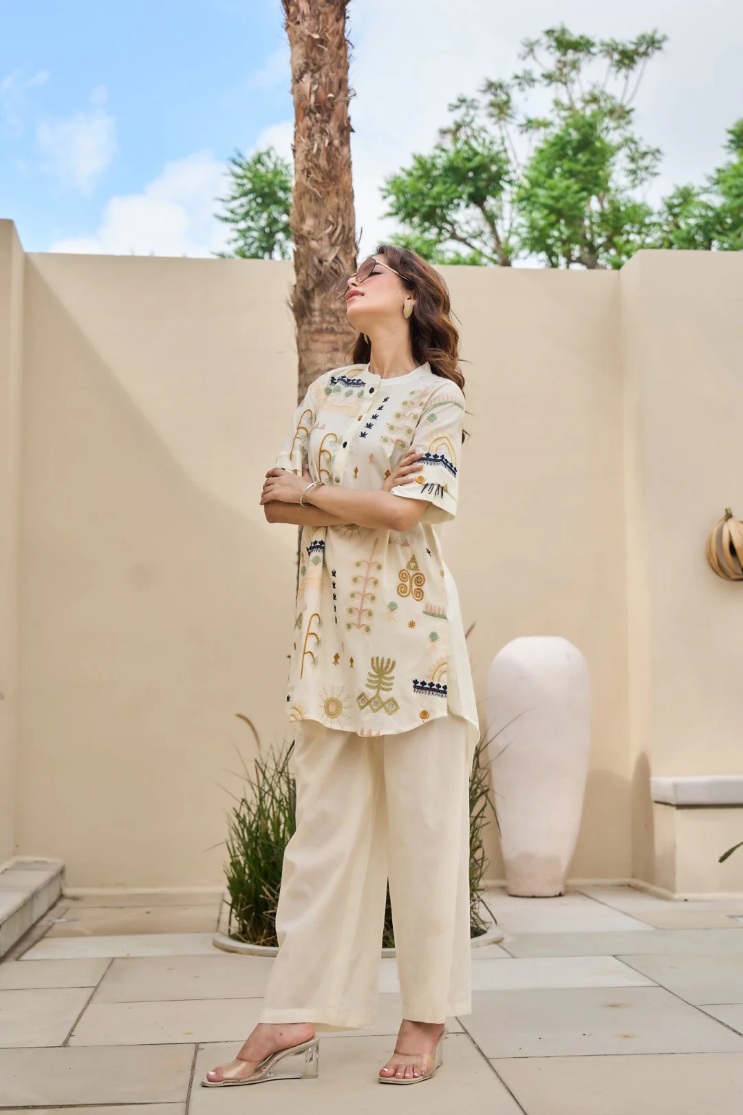 Tatva Alabaster Embroidery Cotton Co-ord Set - Image 4