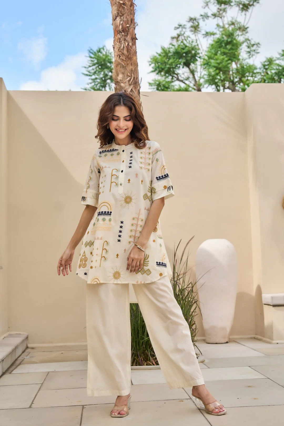 Tatva Alabaster Embroidery Cotton Co-ord Set - Image 5