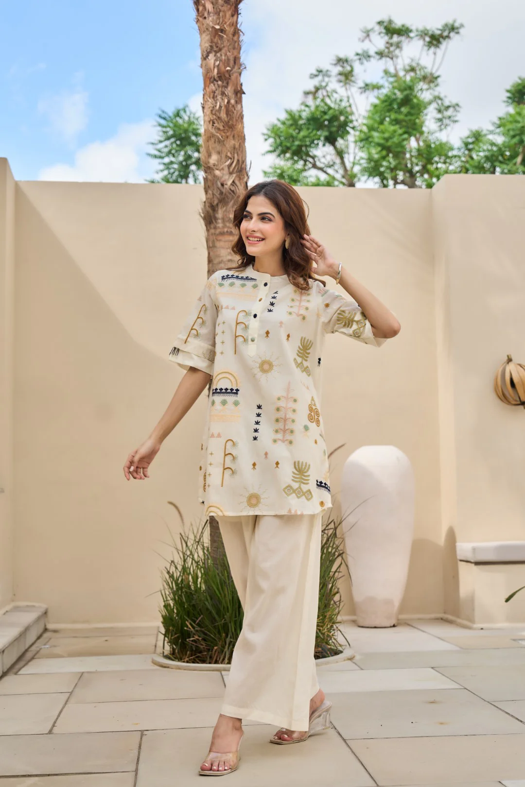 Tatva Alabaster Embroidery Cotton Co-ord Set - Image 6