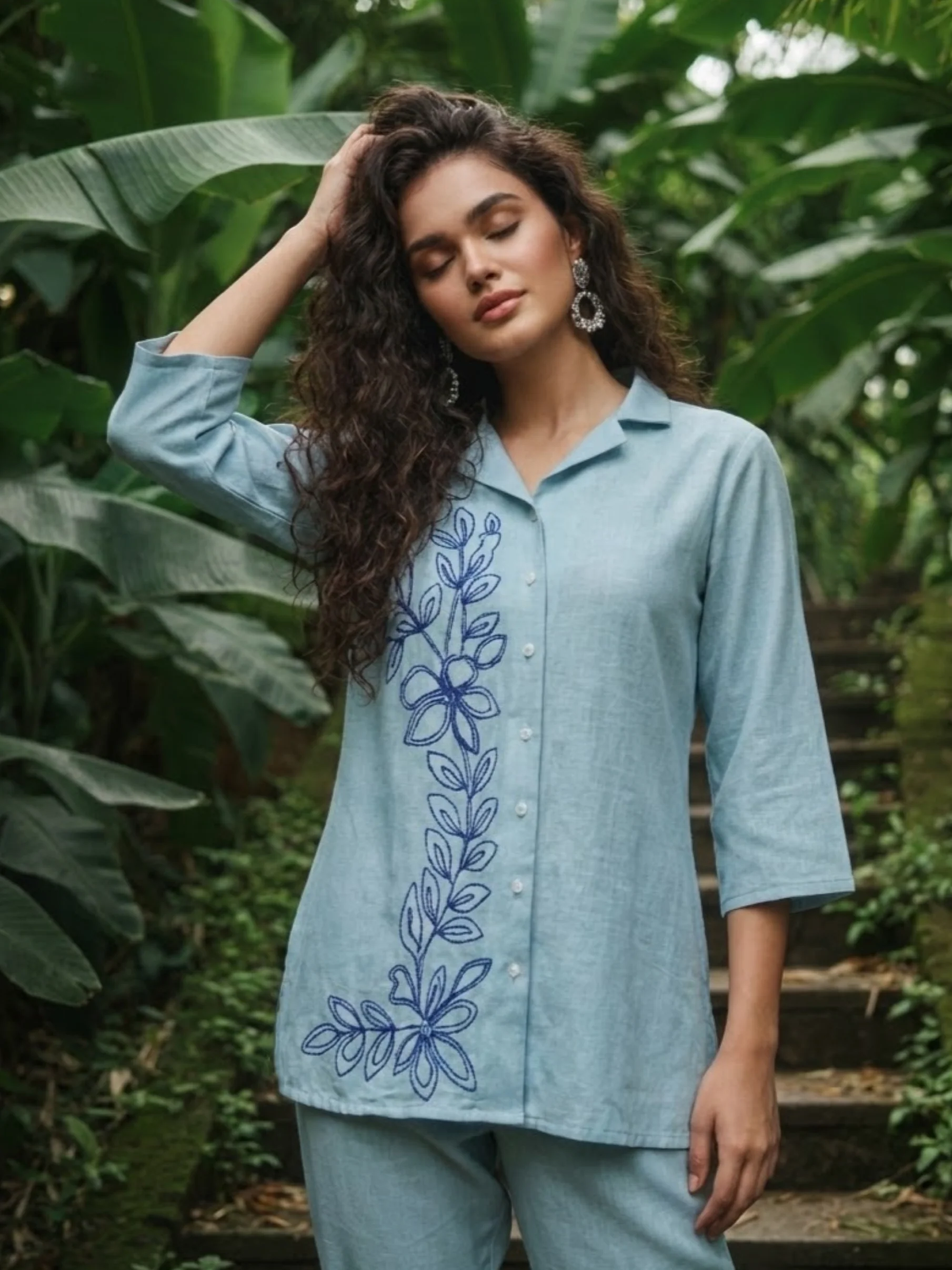 Ivanka SoftBlue Embroidery Co-ord Set - Image 2