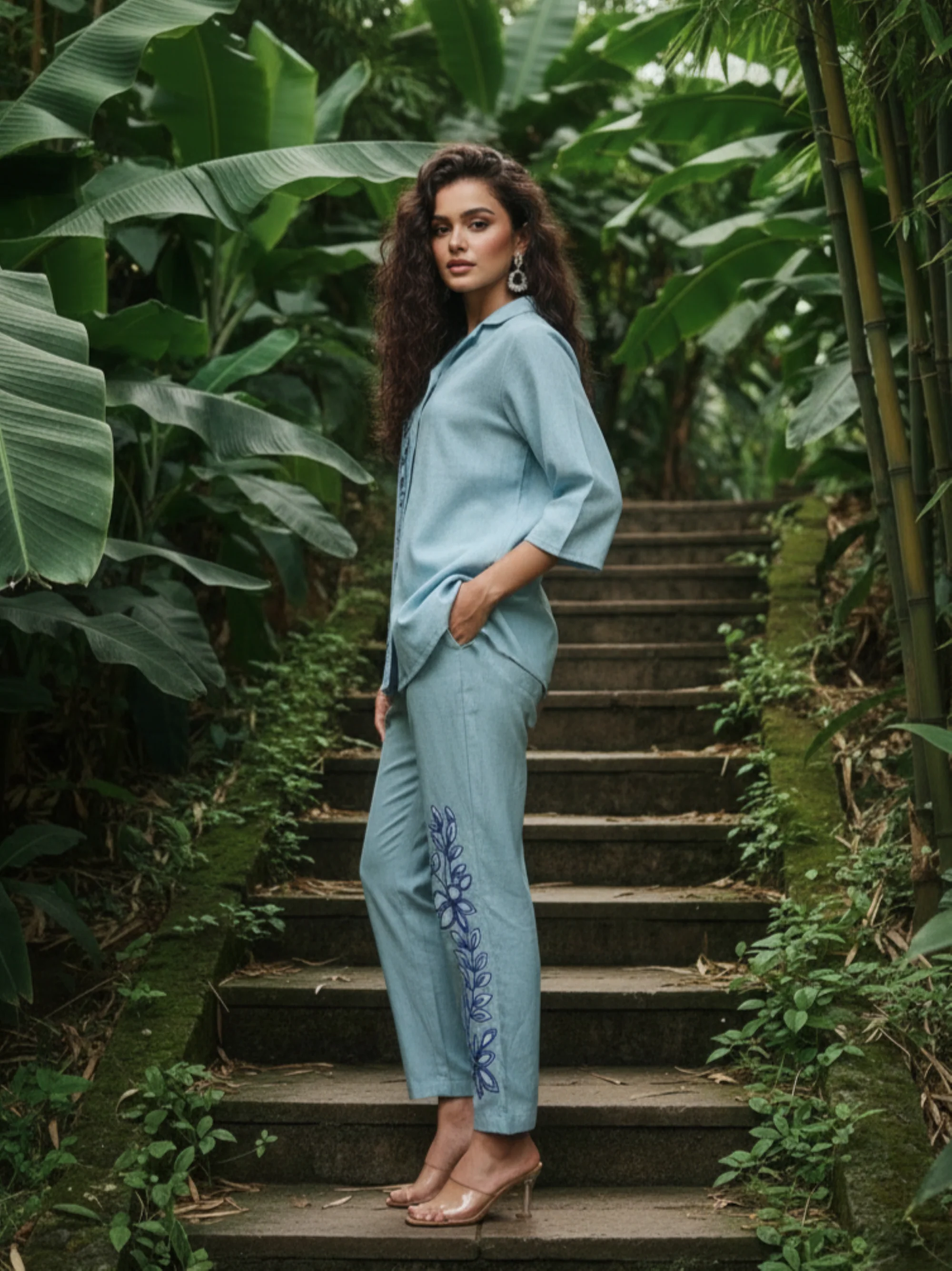 Ivanka SoftBlue Embroidery Co-ord Set - Image 4