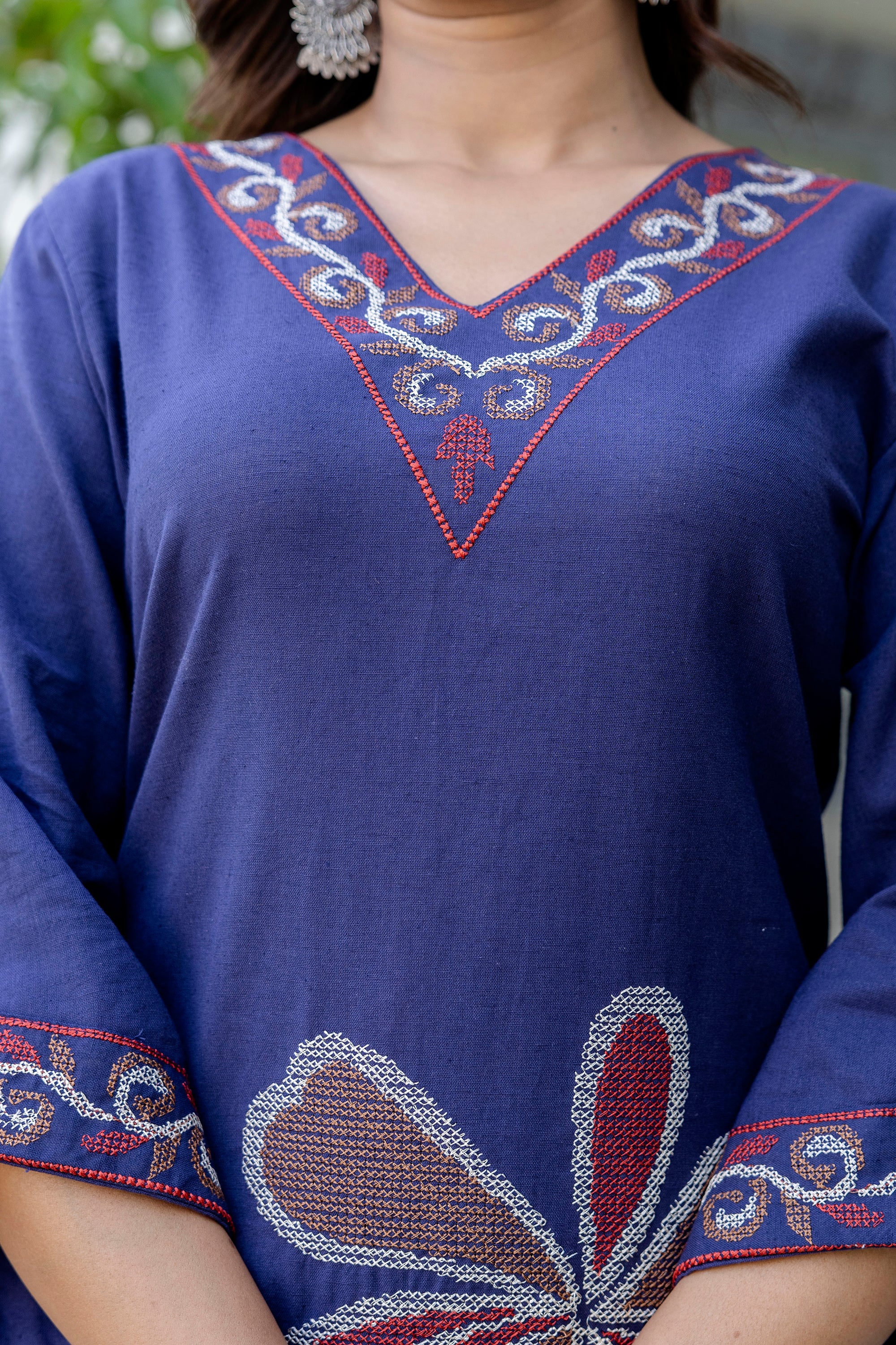 Samiha Indi embroidery cotton kurta pant set - Image 7