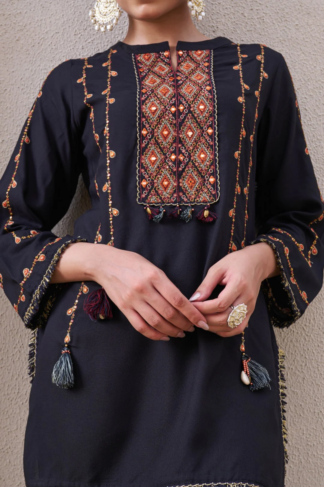 Stravi taupe embroidery co-ord set - Image 6