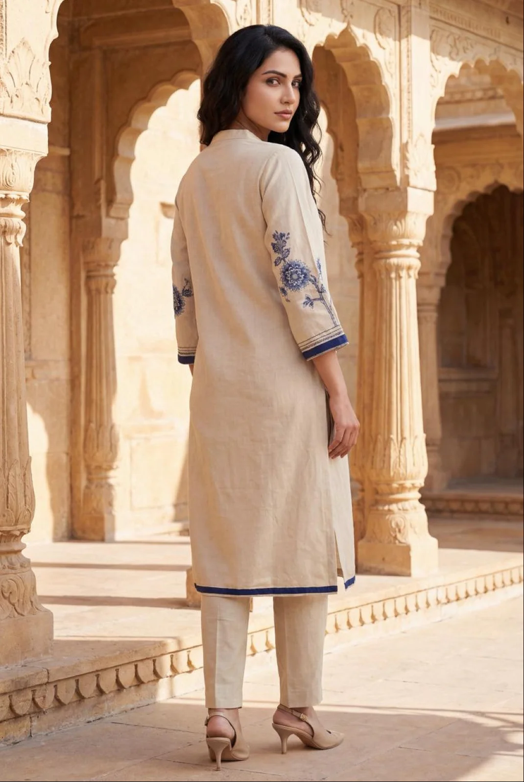 Gaur Tan cotton suit set - Image 3