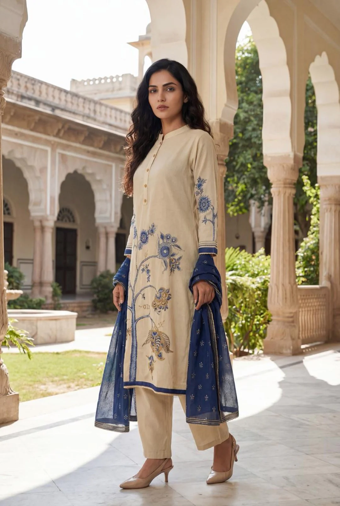 Gaur Tan cotton suit set - Image 4